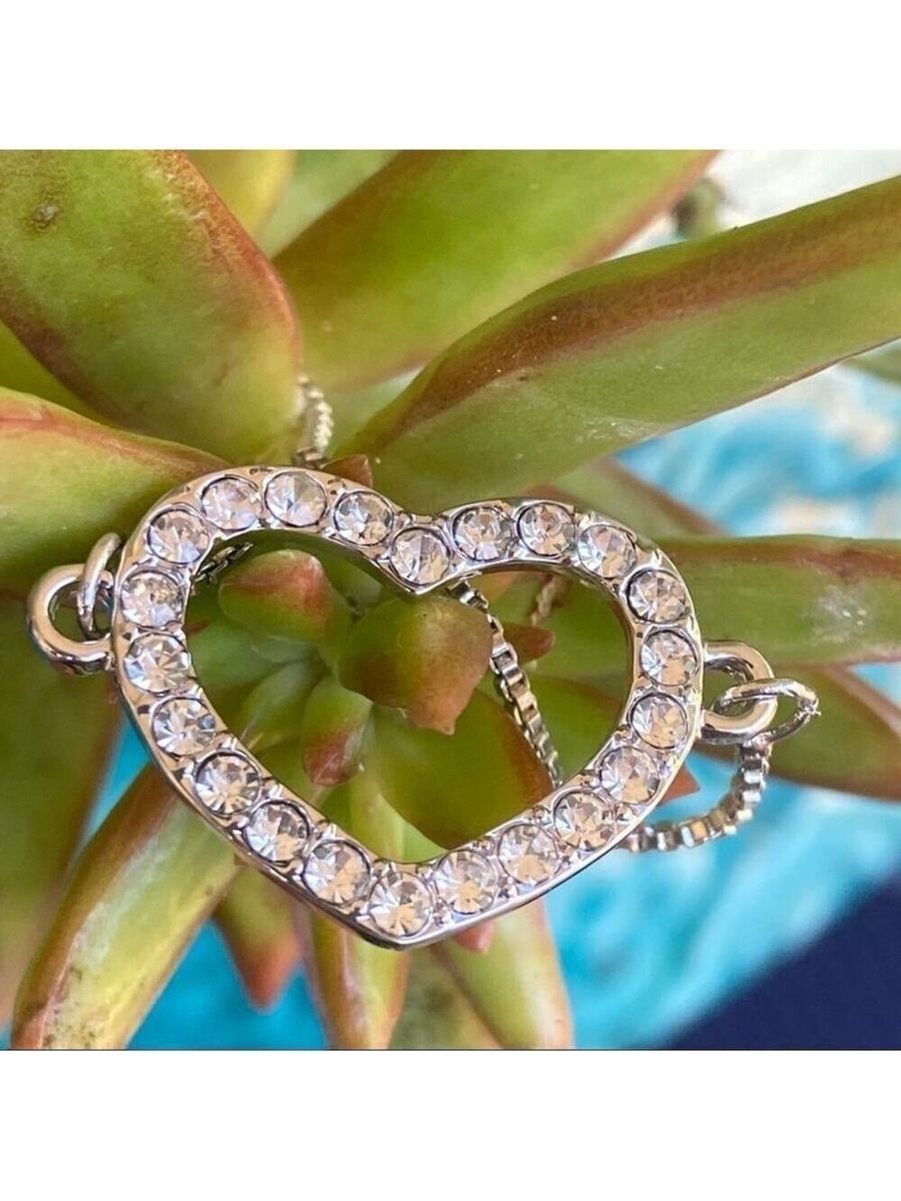 Silver Open Heart Bracelet Swarovski Crystals